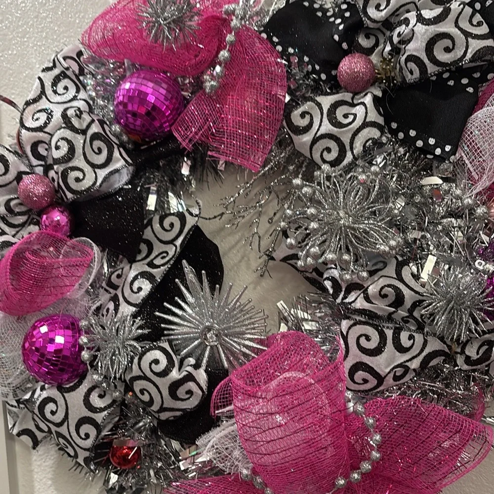 Stunning Pink Silver Wreath handmade Final Sale